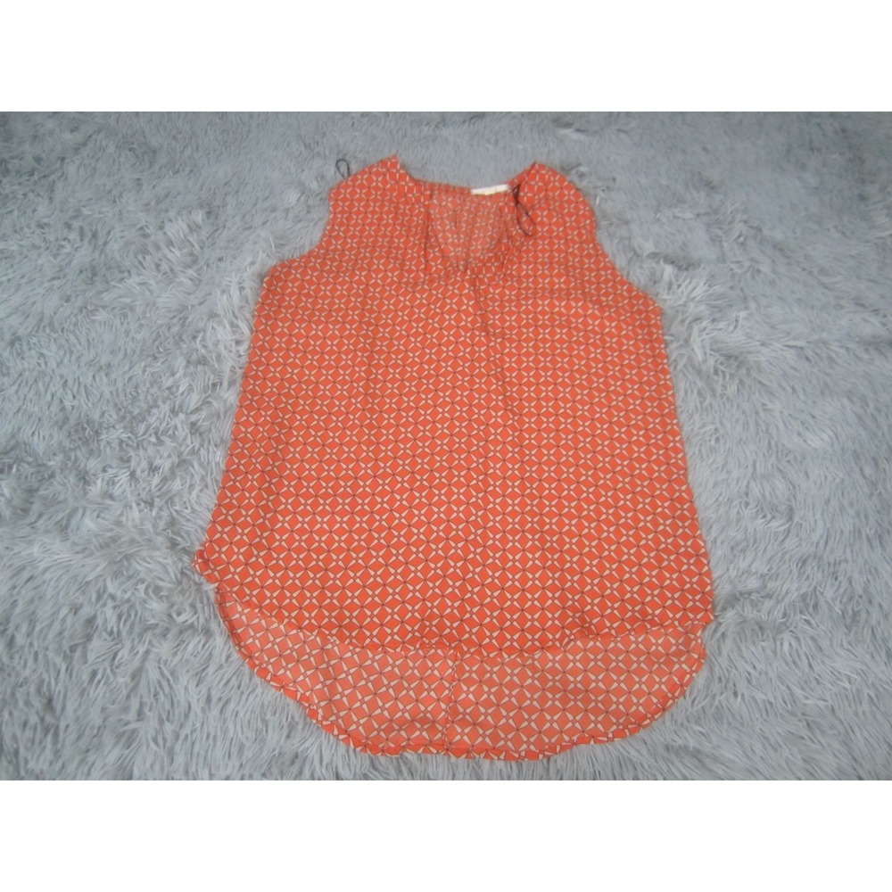 Dleione Shirt Womens‎ Small Orange Casual Blouse Sleeveless Polyester